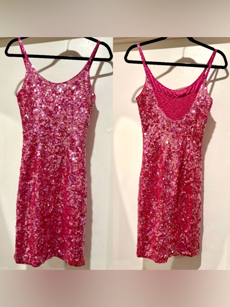 Lillie Rubin Vintage Retro Pink Sequin Party Dress 80’s 90’s Sabrina Carpenter